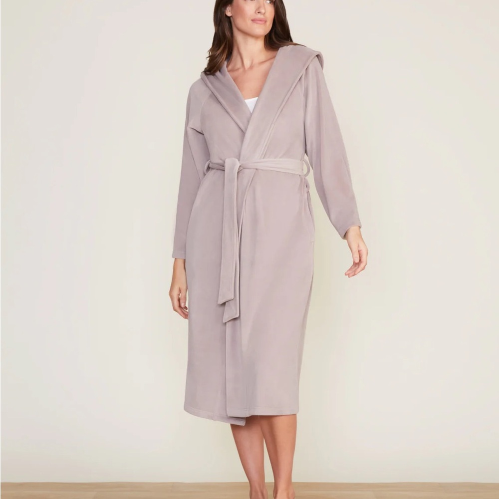 *NWT Barefoot Dreams LuxeChic® Hooded Robe Deep Taupe Size 3 $198 MSRP